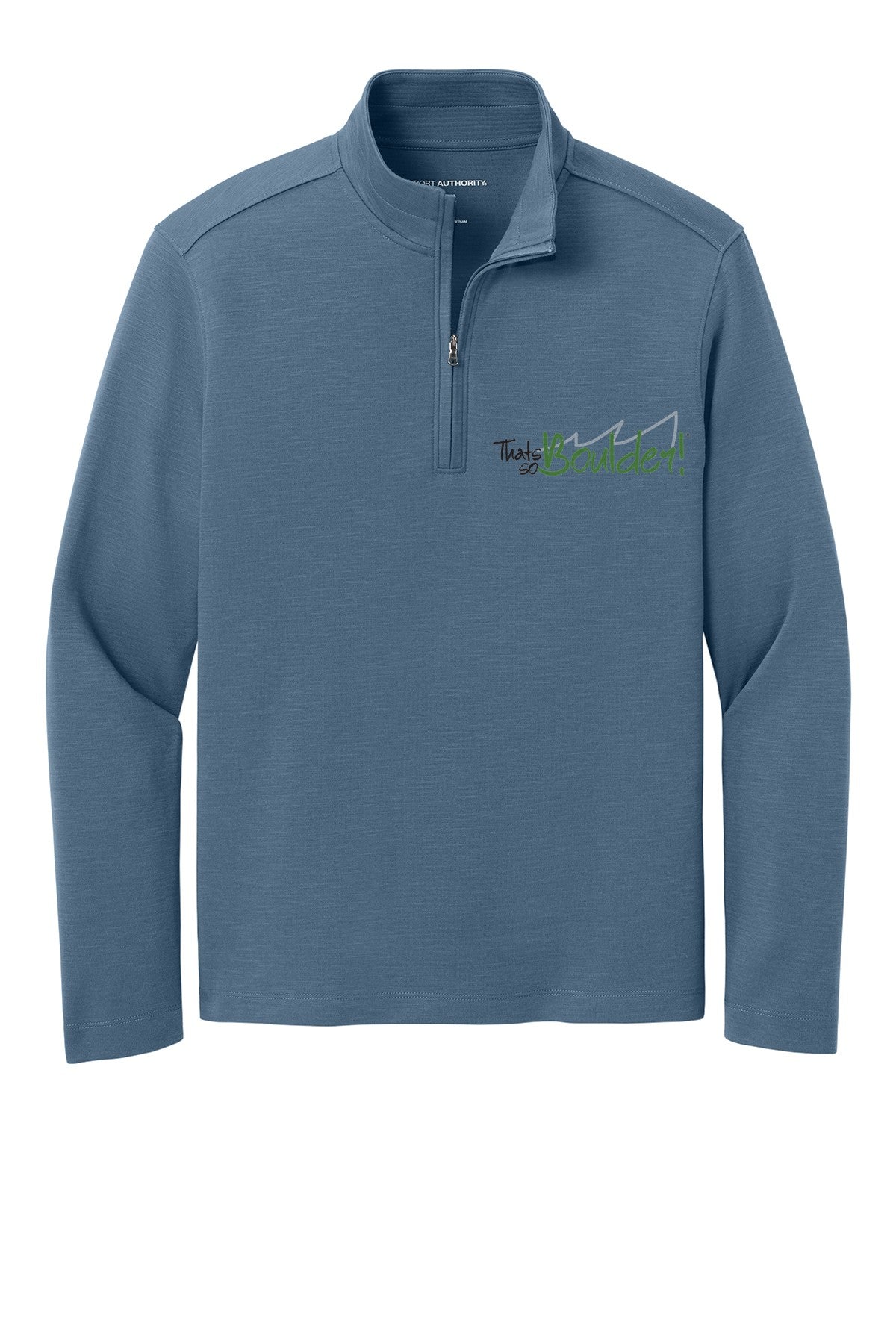 That's So Boulder quarter-zip in Heather Blue