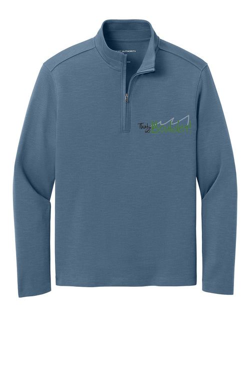 That's So Boulder quarter-zip in Heather Blue